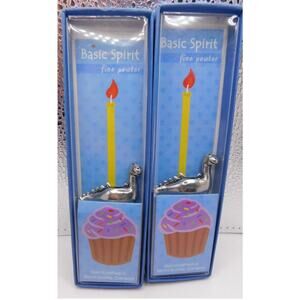 Basic Spirit Fine Pewter Dinosaur Birthday Candle Holder Set of 2